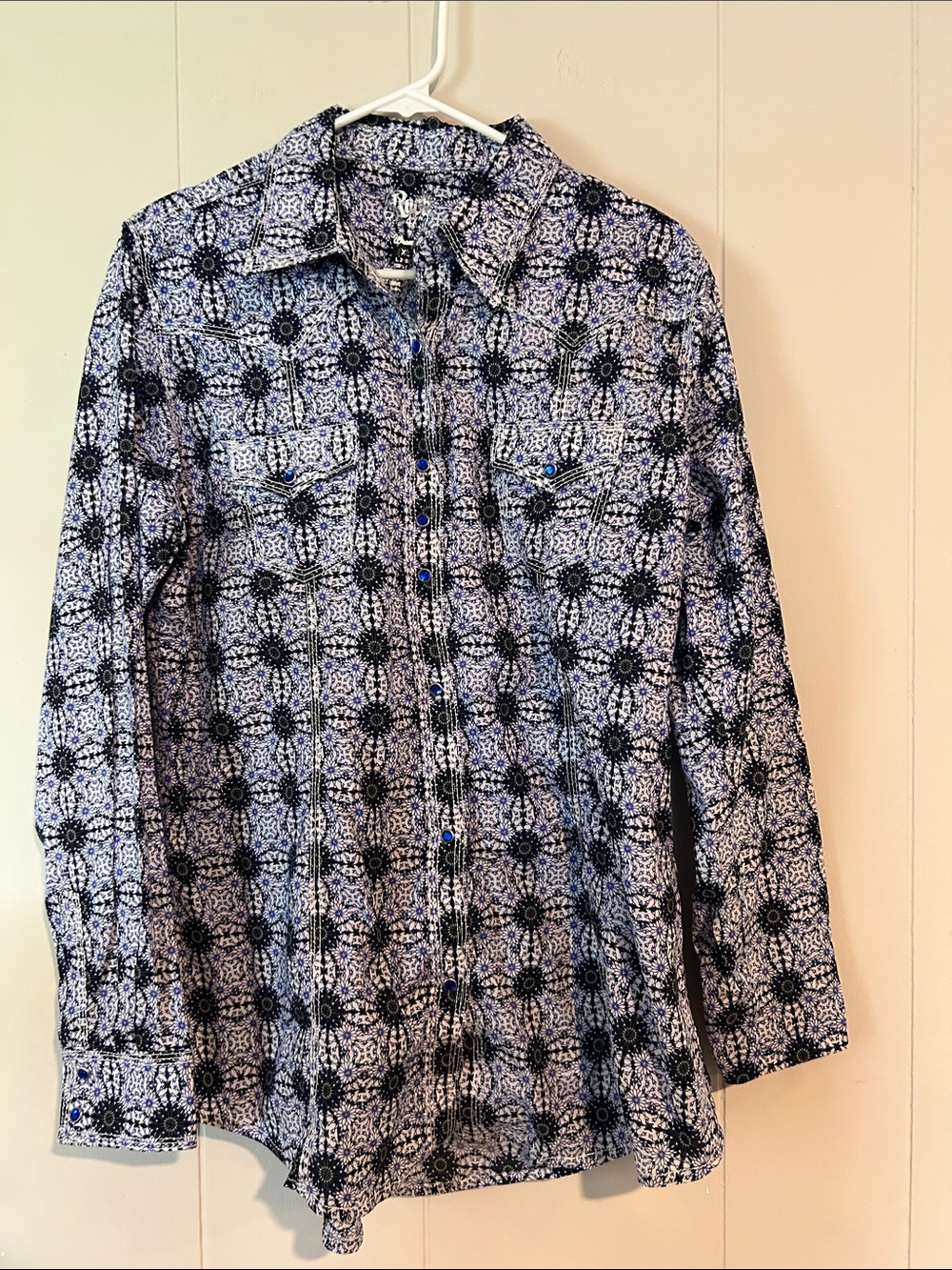 Roper Blue and White Printed Button-Front Women's Shirt